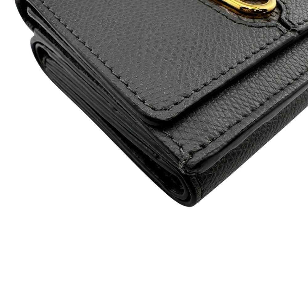 Fendi O'lock FF Logo Leather Trifold Wallet Compact Gray — view 2