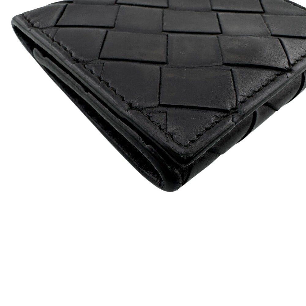 Bottega Veneta Maxi Intrecciato Leather Coin Purse Black Compact Wallet Reactive — view 2
