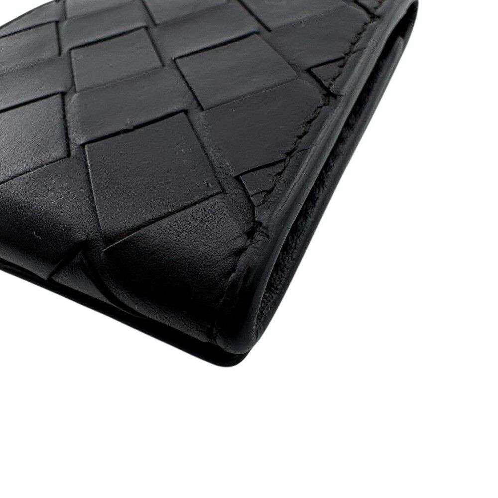 Bottega Veneta Maxi Intrecciato Leather Coin Purse Black Compact Wallet Reactive — view 5