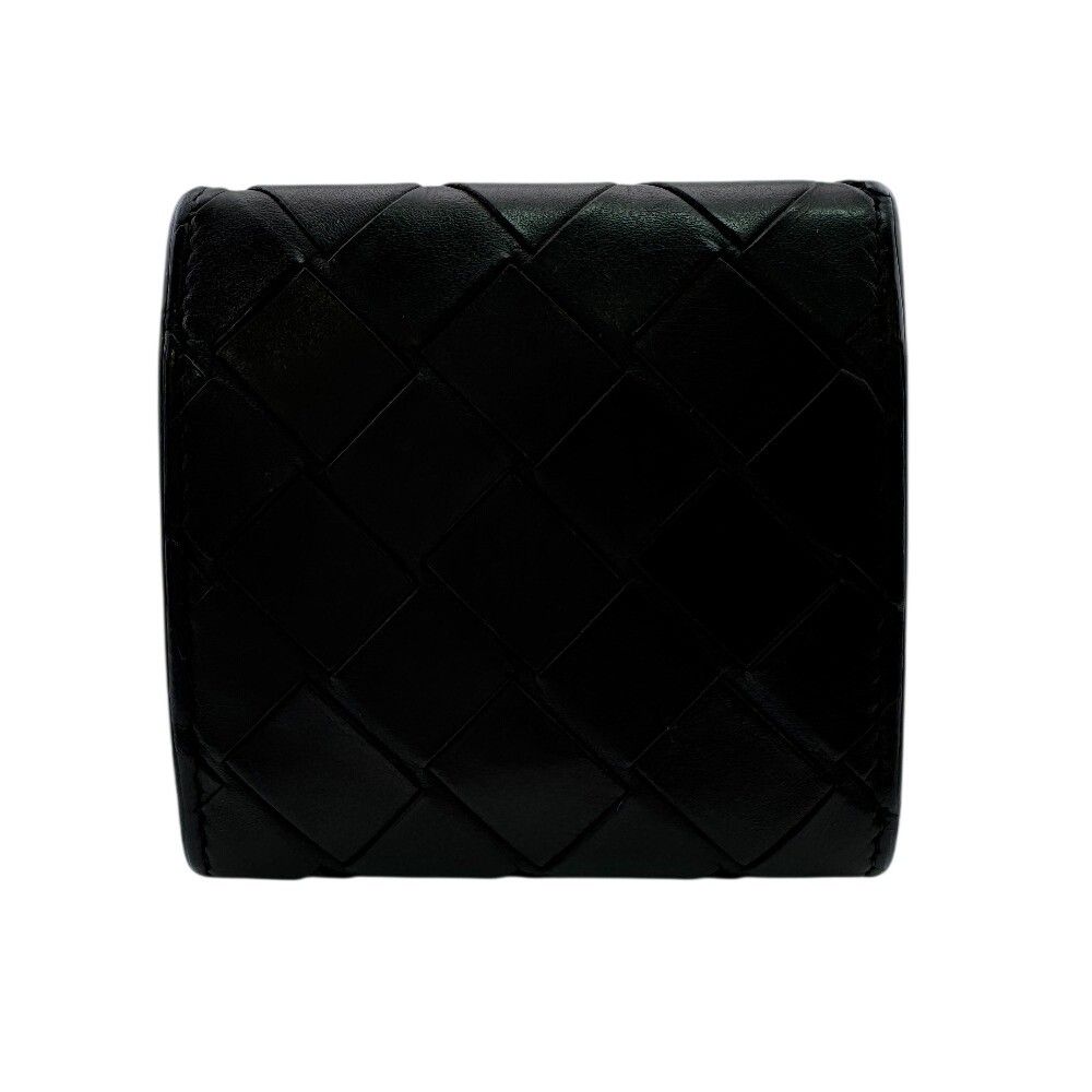 Bottega Veneta Maxi Intrecciato Leather Coin Purse Black Compact Wallet Reactive