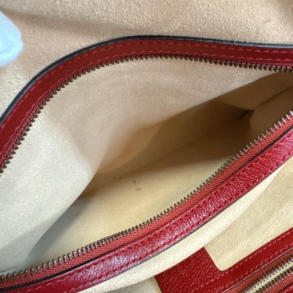 Gucci Liber Top Handle Medium Bag Leather Red Handbag