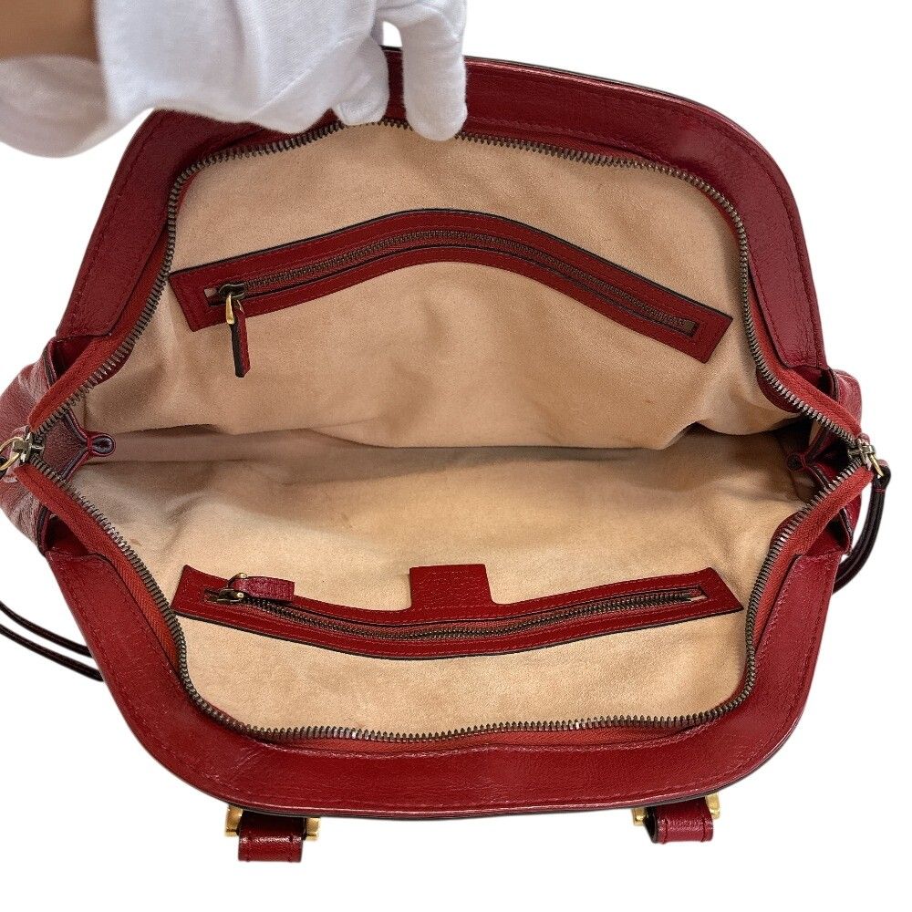 Gucci Liber Top Handle Medium Bag Leather Red Handbag — view 5