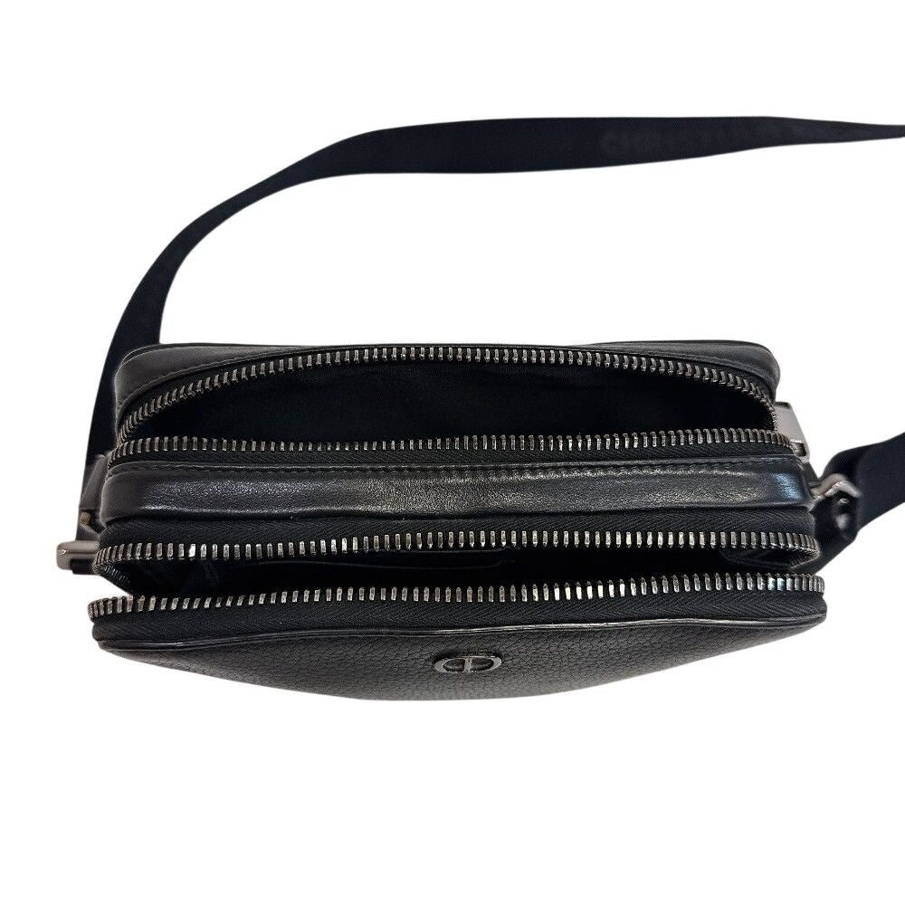 Dior CD Logo Shoulder Bag CD Leather Black