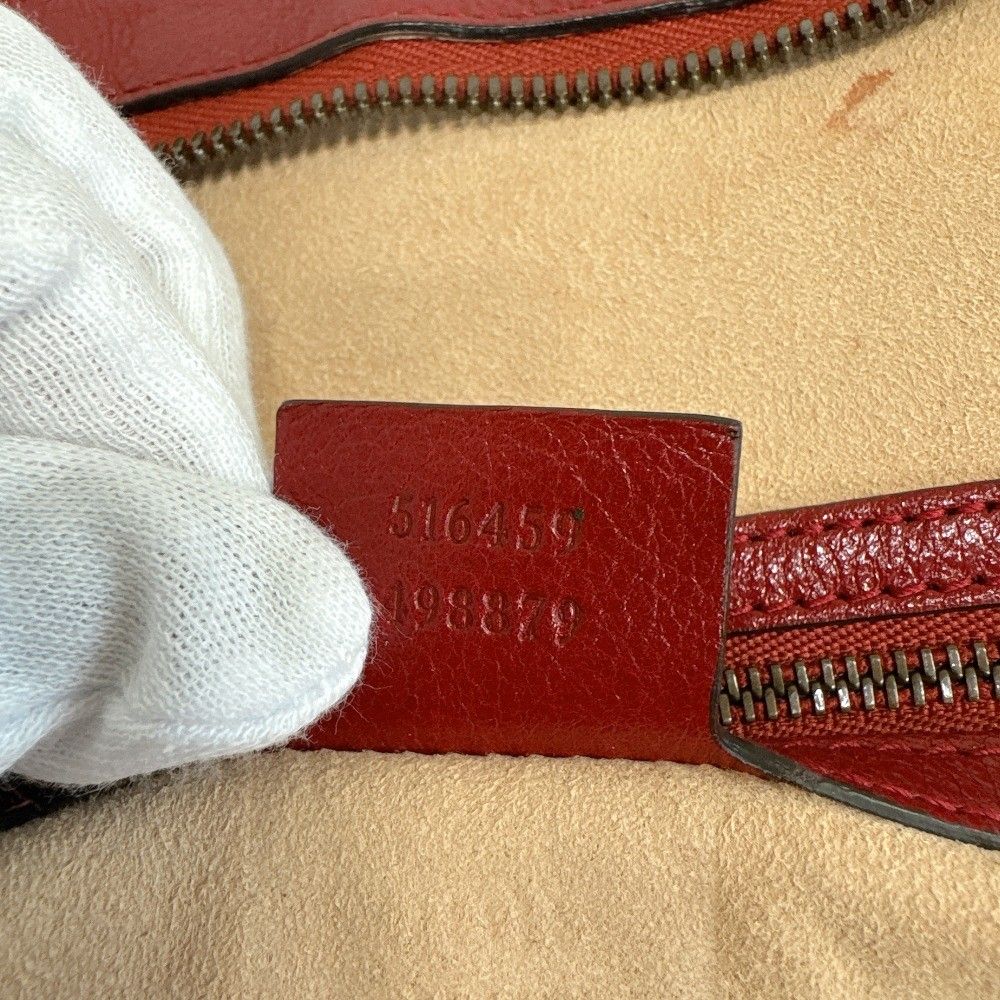 Gucci Liber Top Handle Medium Bag Leather Red Handbag