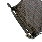 Fendi Zucchino All Over Print Pouch Vanity Handbag Canvas Leather Brown Black — view 2