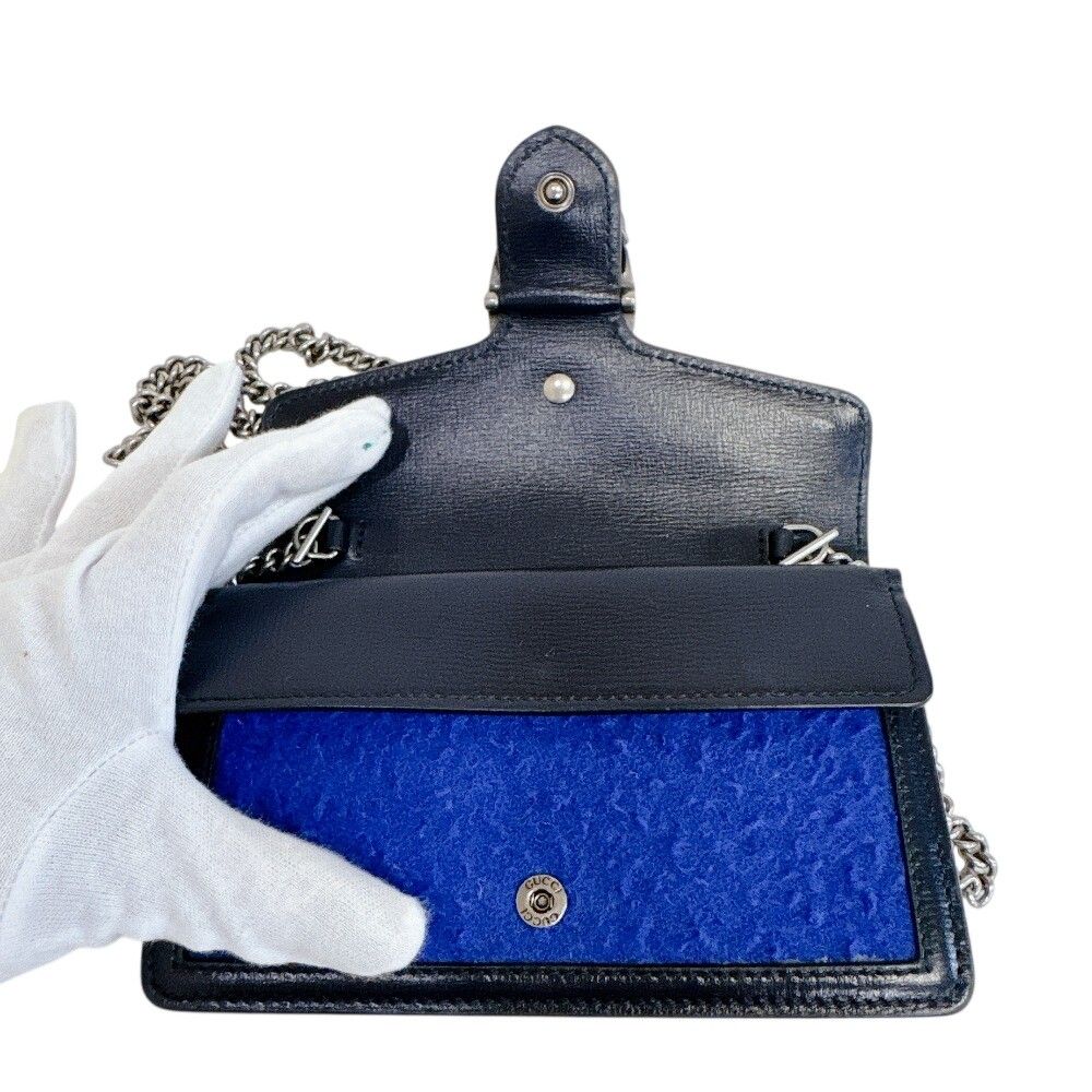 Gucci Dionysus Wool Leather Chain Shoulder Bag Blue — view 5