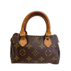 Louis Vuitton Mini Speedy Monogram Canvas Handbag Brown