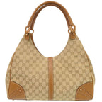 Gucci New Jackie GG Canvas Leather Beige Camel Shoulder Bag — view 2
