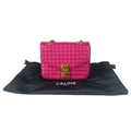 Celine Shoulder Bag Small C Pink Leather Quilted Chain Gold