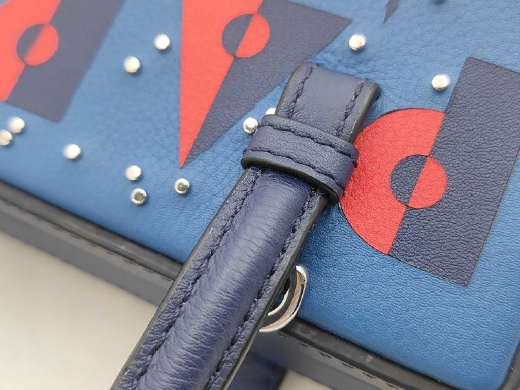Loewe Handbag Postal Smoo Le City Paris 309.31 Blue Leather 2-Way — view 5
