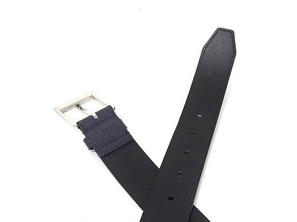 Louis Vuitton Belt Taiga LV City Pin Navy Leather Silver — view 3