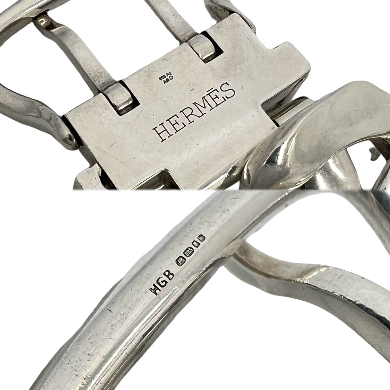 Hermes Boucles Sellier TGM Bracelet 925 Sterling Silver — view 3