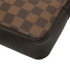 Louis Vuitton Damier Trousse Makeup Pouch Handbag Brown Leather — view 6