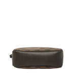 Louis Vuitton Damier Trousse Makeup Pouch Handbag Brown Leather — view 3