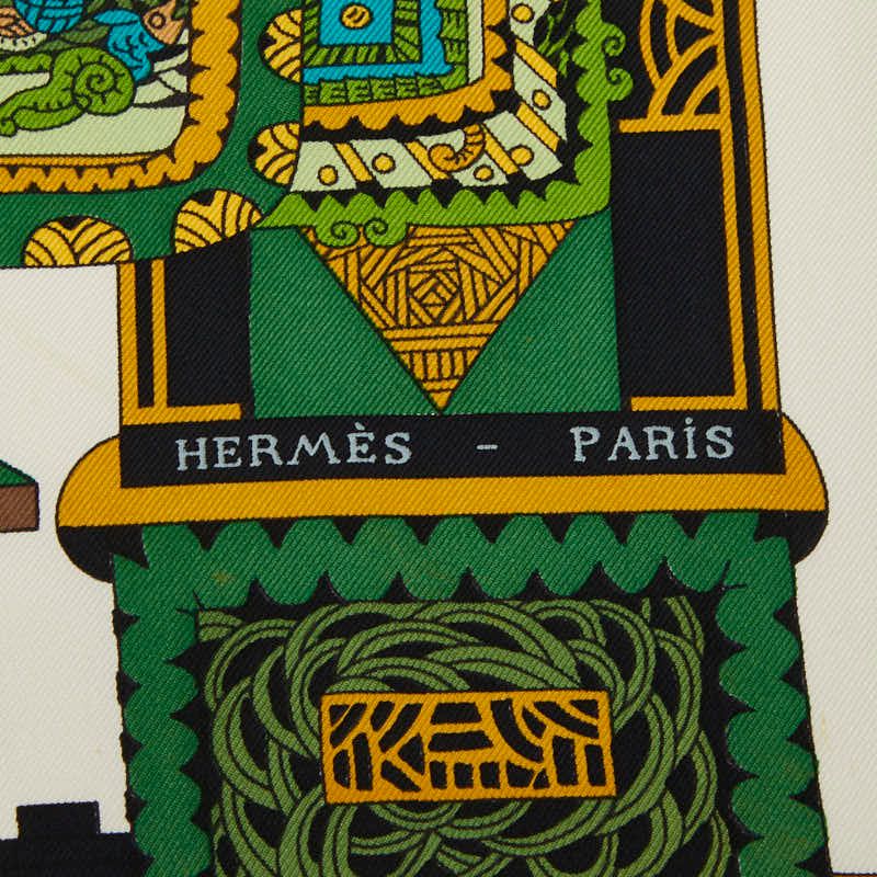 Hermes Carre 90 Astres Et Soleils Celestial and Sun Scarf Large Green White — view 3