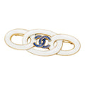 Chanel CC Logo Brooch 93C White Blue Gold Plated