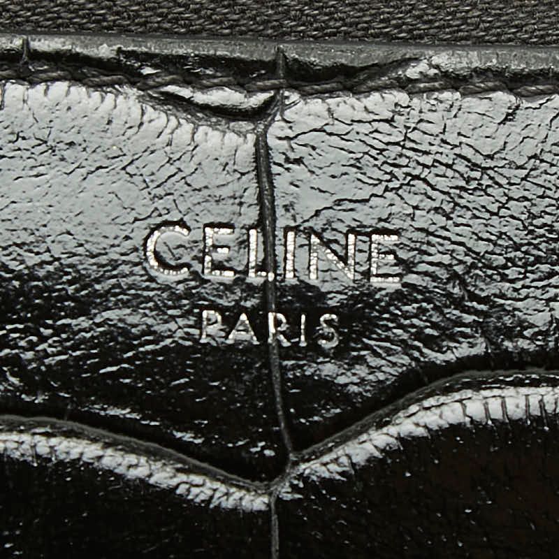 Celine Croco Embossed Zip Around Wallet Black Leather — view 7