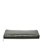 Celine Croco Embossed Zip Around Wallet Black Leather — view 3