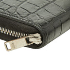 Celine Croco Embossed Zip Around Wallet Black Leather — view 5