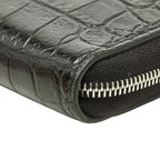 Celine Croco Embossed Zip Around Wallet Black Leather — view 4