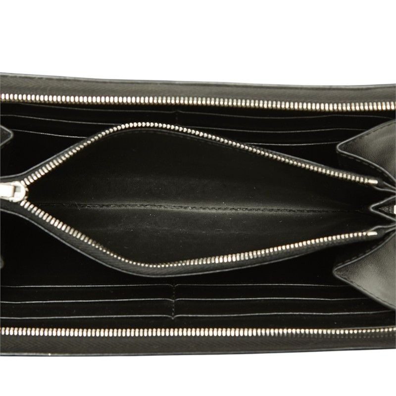 Celine Croco Embossed Zip Around Wallet Black Leather — view 6