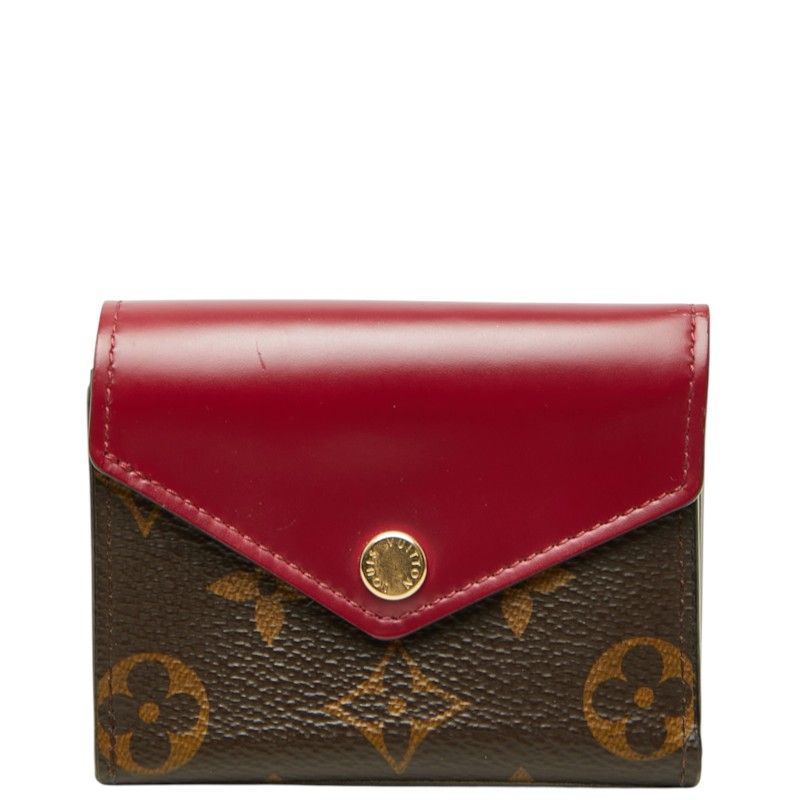 Louis Vuitton Monogram Portefeuille Zoe Trifold Wallet Compact Brown Fuchsia