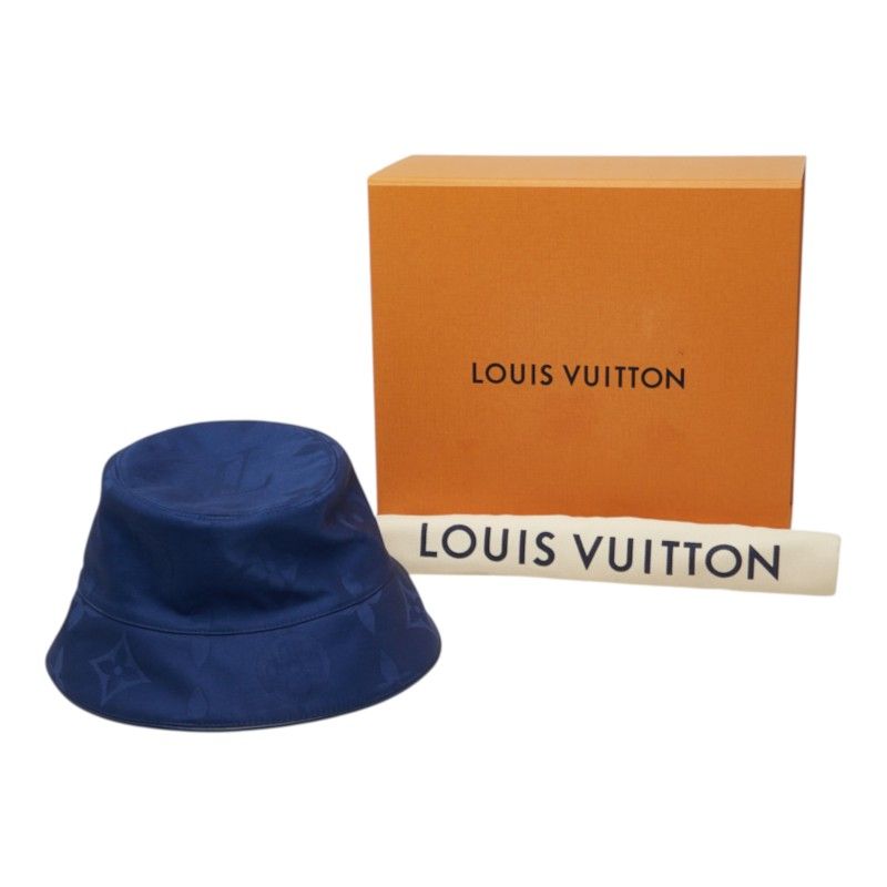 Louis Vuitton Monogram Flower Tile Daily Glam Bucket Hat Navy Blue White — view 7