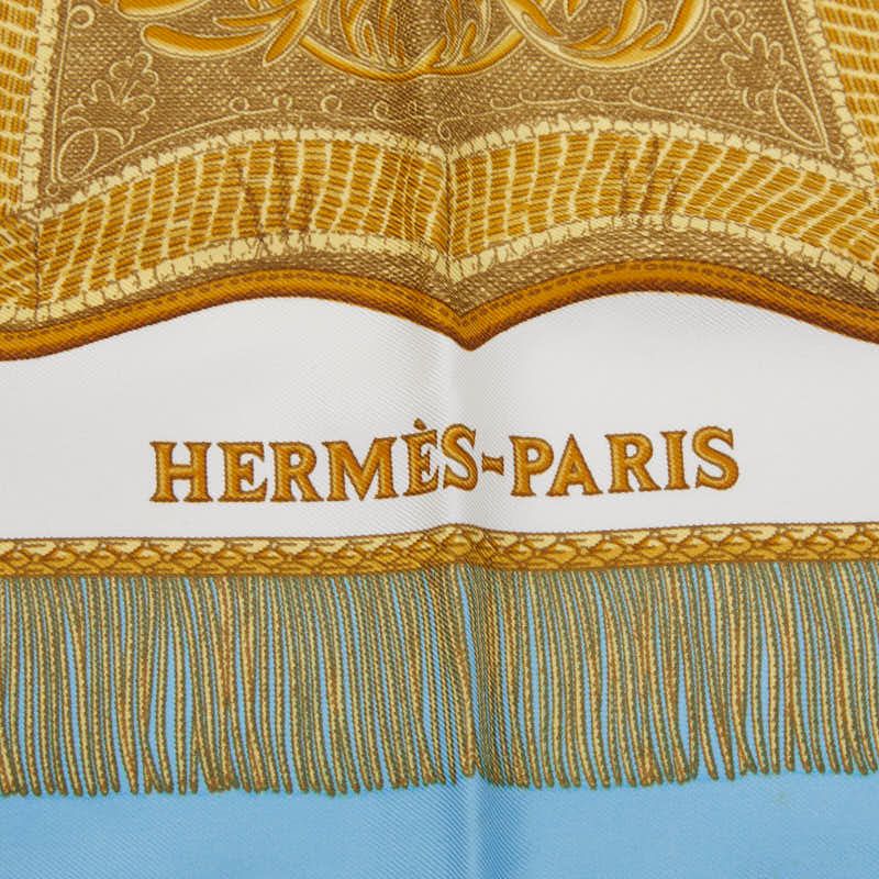 Hermes Carre 90 Poste Et Cavalerie Saber Bag Scarf Blue Silk — view 2