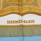 Hermes Carre 90 Poste Et Cavalerie Saber Bag Scarf Blue Silk — view 2