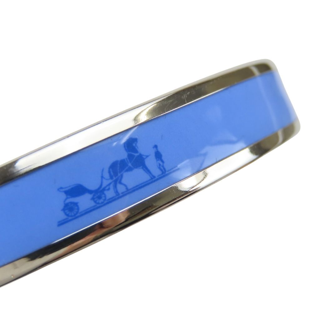 Hermes Bracelet Enamel PM Metal Blue Silver Cloisonne Bangle — view 5