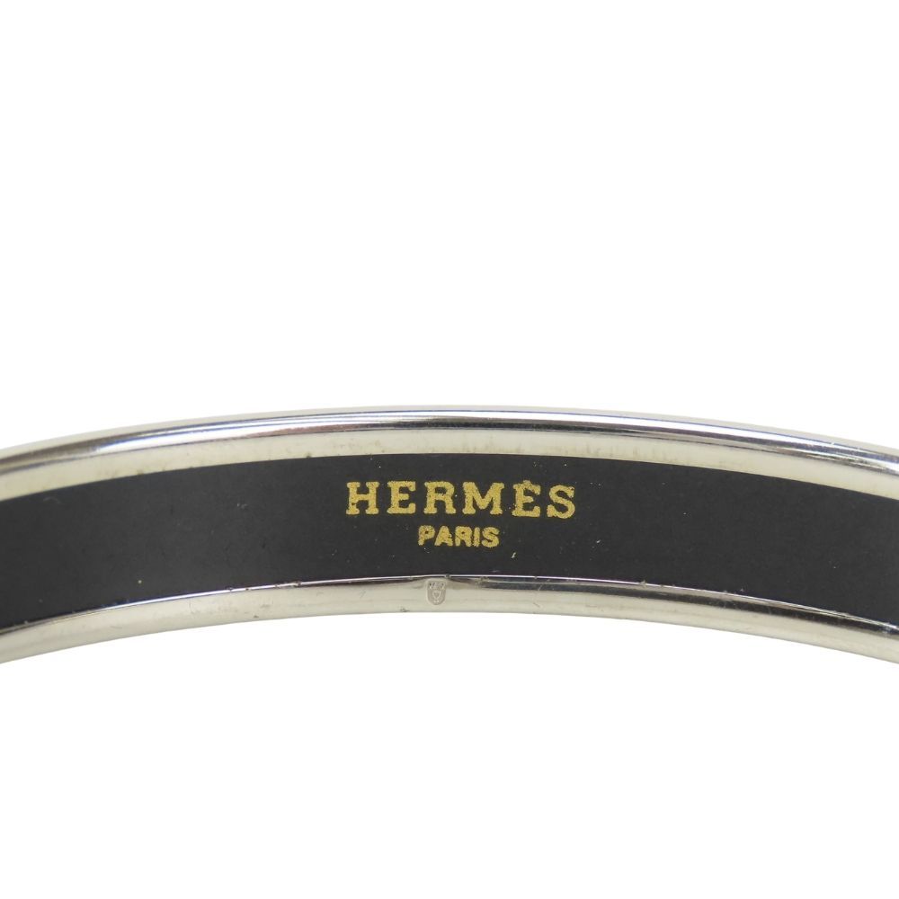 Hermes Bracelet Enamel PM Metal Blue Silver Cloisonne Bangle — view 6