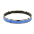 Hermes Bracelet Enamel PM Metal Blue Silver Cloisonne Bangle