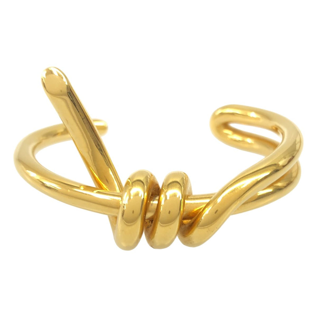 Celine by Phoebe Philo Barbell Extra Thin Knot Bangle Bracelet Gold — view 3
