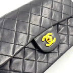 Chanel Quilted Double Flap Lambskin Black Chain Shoulder Bag Gold — view 5