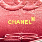 Chanel Quilted Double Flap Lambskin Black Chain Shoulder Bag Gold — view 4