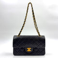 Chanel Quilted Double Flap Lambskin Black Chain Shoulder Bag Gold