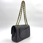 Chanel Quilted Double Flap Lambskin Black Chain Shoulder Bag Gold — view 2