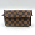 Louis Vuitton Pochette Florentine Damier Ebene Leather Brown Belt Bag Gold