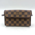 Louis Vuitton Pochette Florentine Damier Ebene Leather Brown Belt Bag Gold