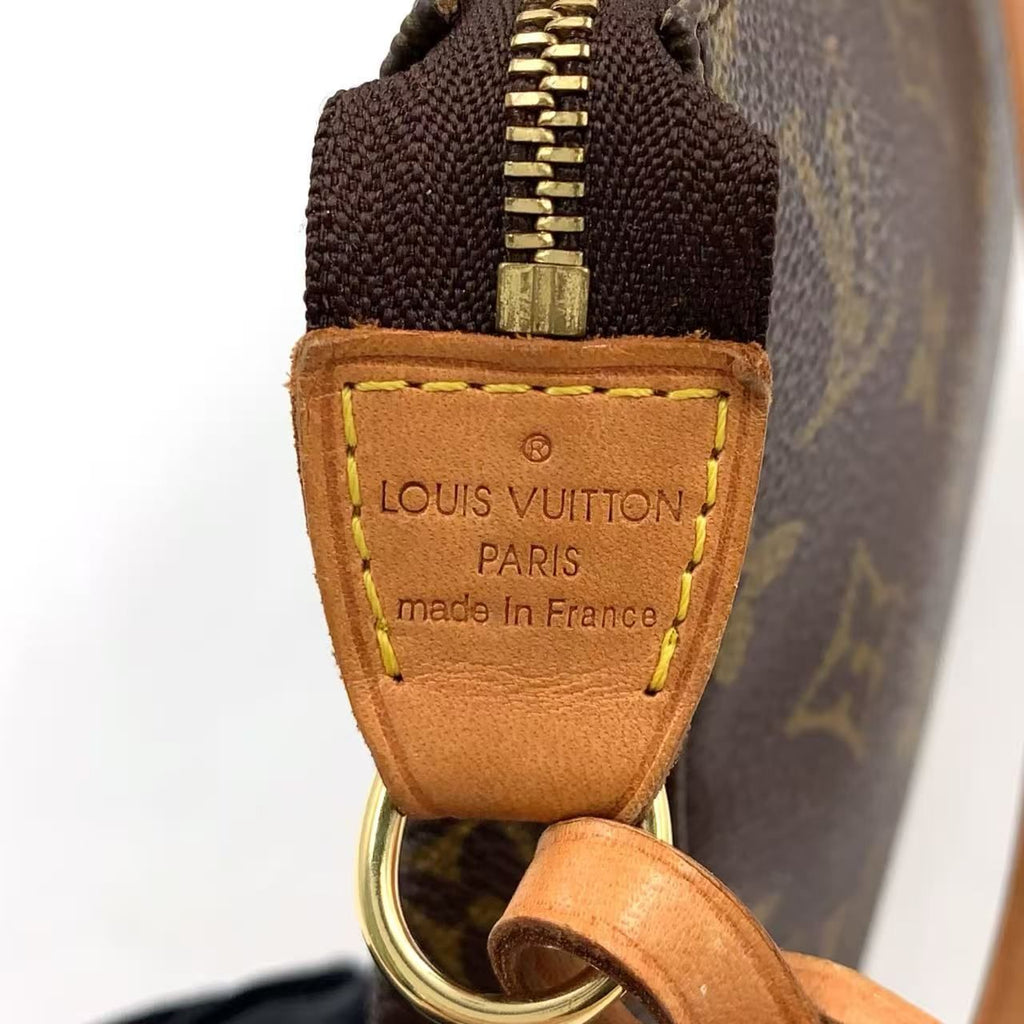 Louis Vuitton Pochette Accessoires Monogram Leather Brown Handbag Gold — view 4