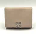 Loewe Anagram Trifold Leather Gray Beige Wallet Silver