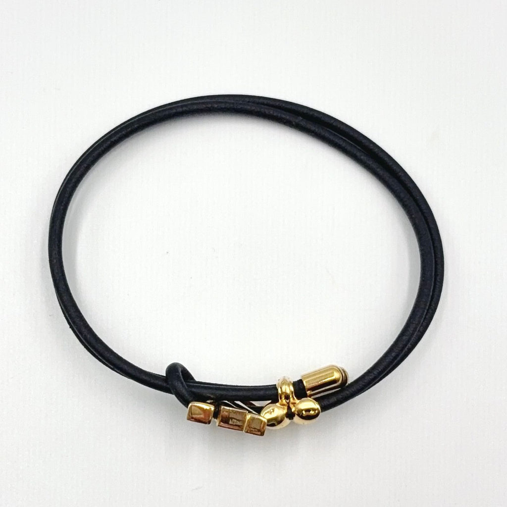 Louis Vuitton LV Blue Leather Metal Gold Black Bracelet — view 3
