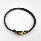 Louis Vuitton LV Blue Leather Metal Gold Black Bracelet — view 3