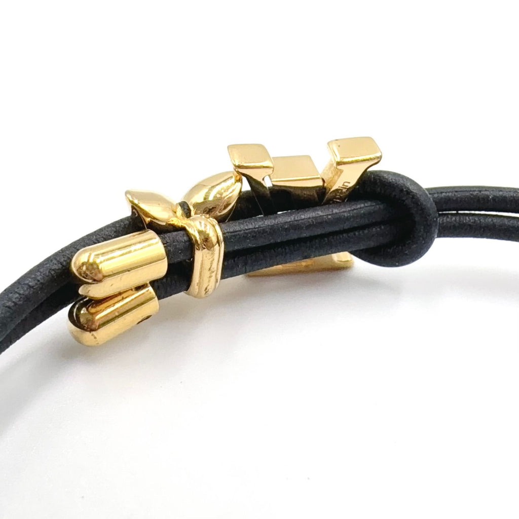 Louis Vuitton LV Blue Leather Metal Gold Black Bracelet — view 5