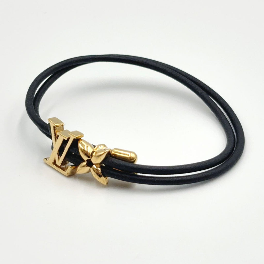 Louis Vuitton LV Blue Leather Metal Gold Black Bracelet — view 2