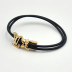 Louis Vuitton LV Blue Leather Metal Gold Black Bracelet — view 2