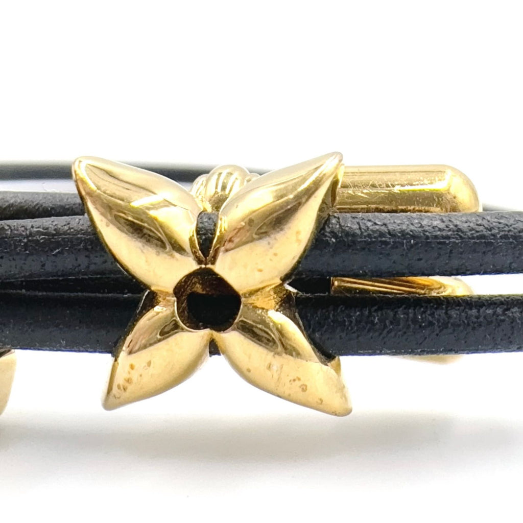 Louis Vuitton LV Blue Leather Metal Gold Black Bracelet — view 8
