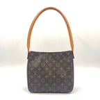 Louis Vuitton Looping MM Monogram Leather Brown Handbag Gold