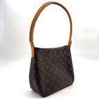 Louis Vuitton Looping MM Monogram Leather Brown Handbag Gold — view 2