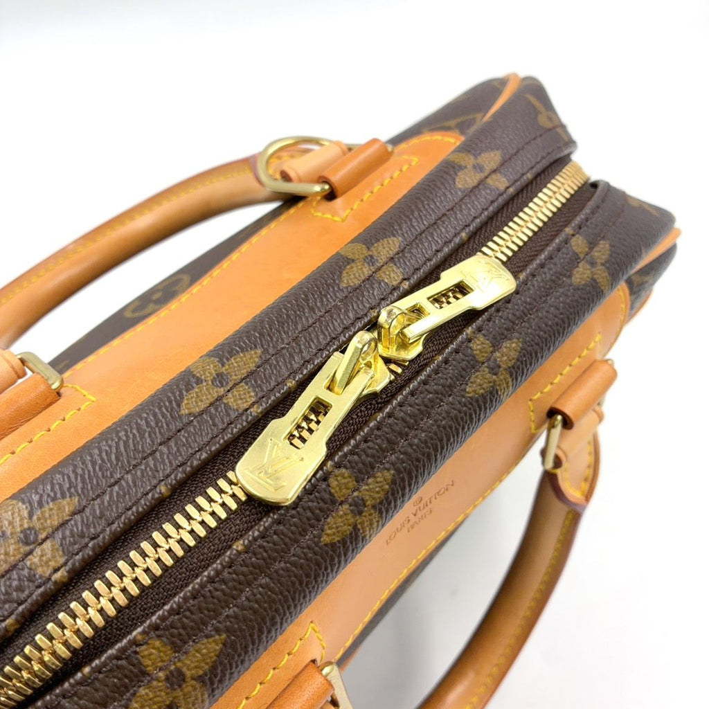 Louis Vuitton Monogram Leather Brown Handbag Gold — view 6